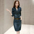 Slimming Women's Denim Dress Medium Length Short Sleeves Smooth Silhouette